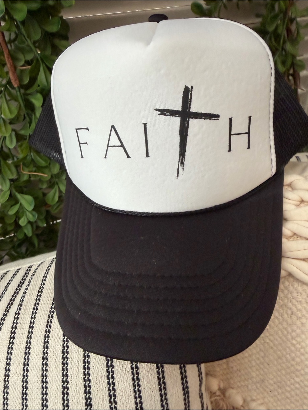 OTTO Faith Trucker Hat - White Front with Black Bill